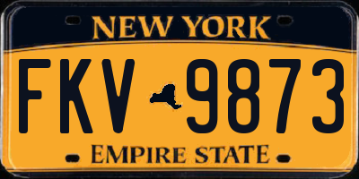 NY license plate FKV9873