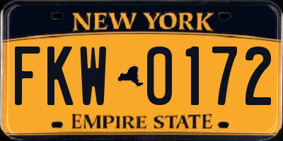 NY license plate FKW0172