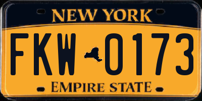 NY license plate FKW0173