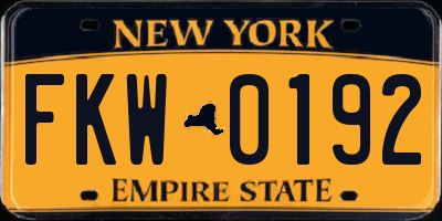 NY license plate FKW0192