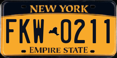 NY license plate FKW0211