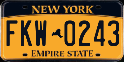 NY license plate FKW0243