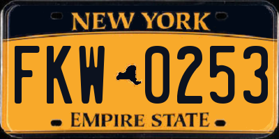 NY license plate FKW0253