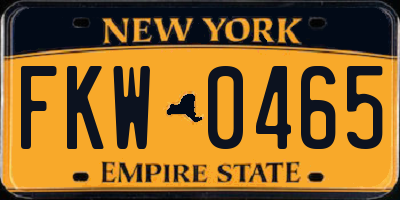 NY license plate FKW0465