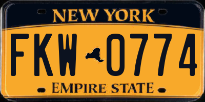 NY license plate FKW0774