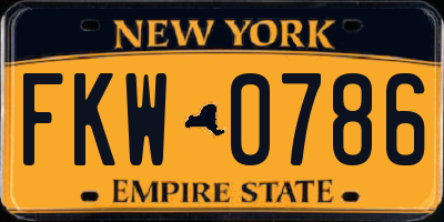 NY license plate FKW0786