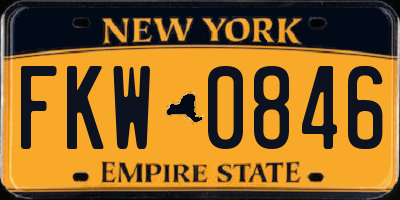 NY license plate FKW0846