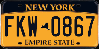 NY license plate FKW0867