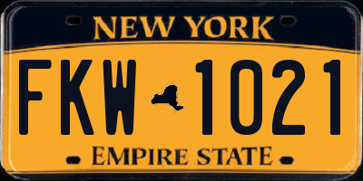 NY license plate FKW1021