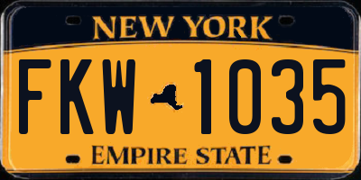NY license plate FKW1035