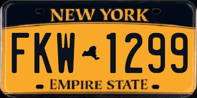 NY license plate FKW1299