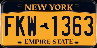 NY license plate FKW1363