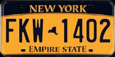 NY license plate FKW1402