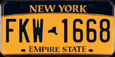 NY license plate FKW1668