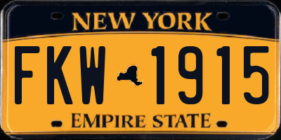 NY license plate FKW1915