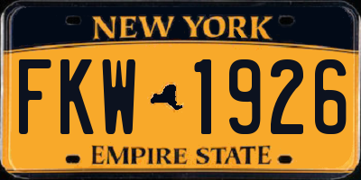 NY license plate FKW1926