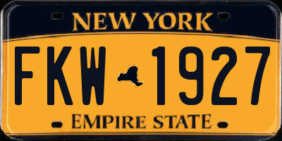 NY license plate FKW1927