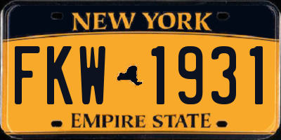 NY license plate FKW1931