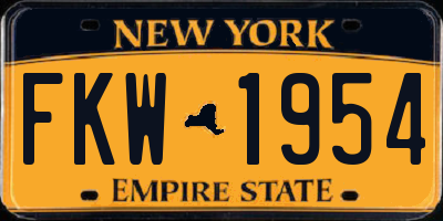 NY license plate FKW1954