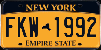 NY license plate FKW1992