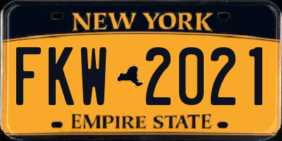 NY license plate FKW2021