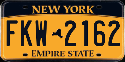 NY license plate FKW2162