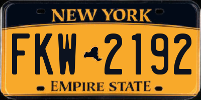 NY license plate FKW2192