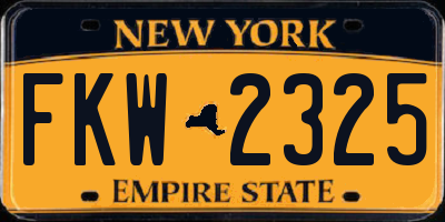 NY license plate FKW2325