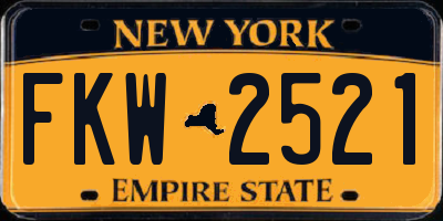 NY license plate FKW2521