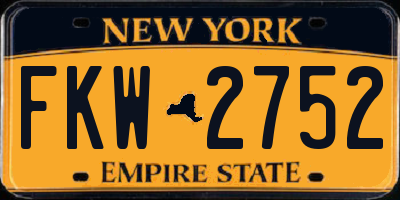 NY license plate FKW2752