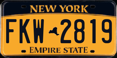 NY license plate FKW2819