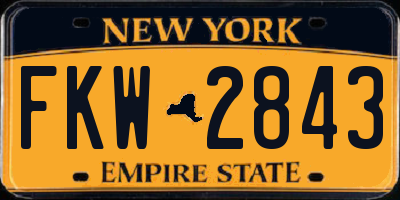 NY license plate FKW2843