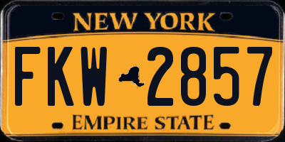 NY license plate FKW2857