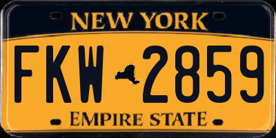 NY license plate FKW2859