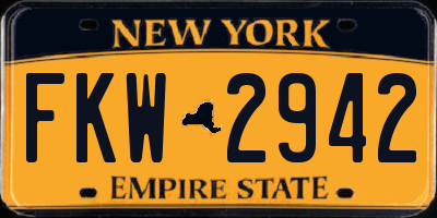 NY license plate FKW2942