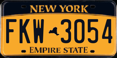 NY license plate FKW3054