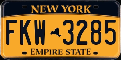 NY license plate FKW3285