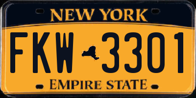 NY license plate FKW3301