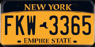 NY license plate FKW3365