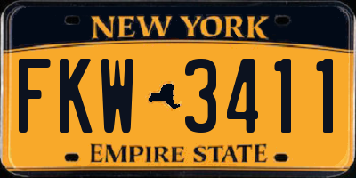 NY license plate FKW3411