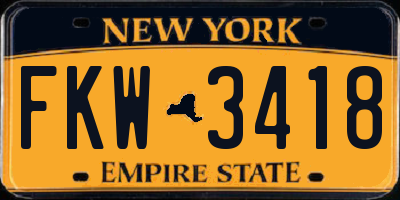 NY license plate FKW3418