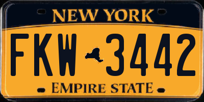 NY license plate FKW3442