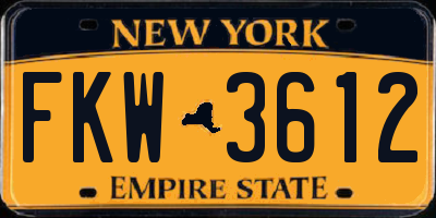 NY license plate FKW3612