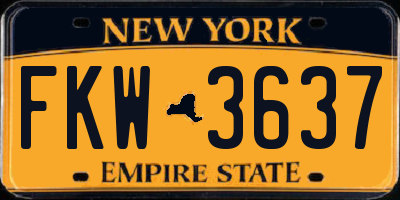 NY license plate FKW3637