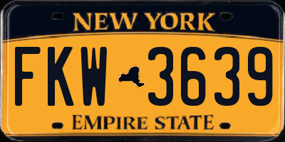 NY license plate FKW3639