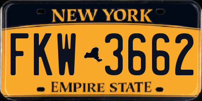 NY license plate FKW3662
