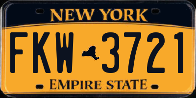 NY license plate FKW3721