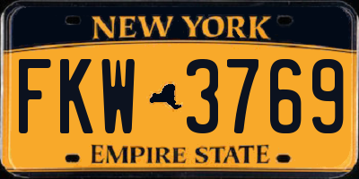 NY license plate FKW3769