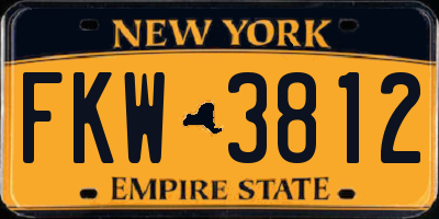 NY license plate FKW3812