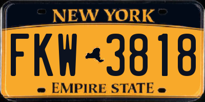 NY license plate FKW3818